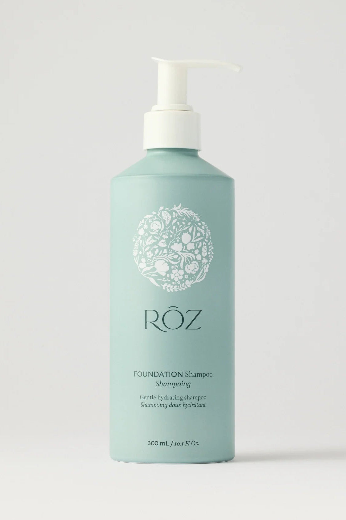 Green Roz Foundation shampoo bottle on white background